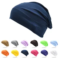 20 Colors Amazon  Men's And Women's Autumn Winter Hat Pile Heap Cap Korean Style Solid Color Pullover Hat Breathable Women's Headscarf main image 1