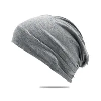 20 Colors Amazon  Men's And Women's Autumn Winter Hat Pile Heap Cap Korean Style Solid Color Pullover Hat Breathable Women's Headscarf sku image 2
