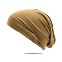 20 Colors Amazon  Men's And Women's Autumn Winter Hat Pile Heap Cap Korean Style Solid Color Pullover Hat Breathable Women's Headscarf sku image 5