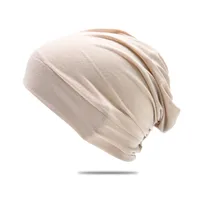 20 Colors Amazon  Men's And Women's Autumn Winter Hat Pile Heap Cap Korean Style Solid Color Pullover Hat Breathable Women's Headscarf sku image 10