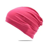 20 Colors Amazon  Men's And Women's Autumn Winter Hat Pile Heap Cap Korean Style Solid Color Pullover Hat Breathable Women's Headscarf sku image 18