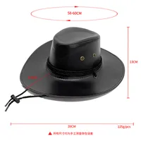 Western PU Leather Cowboy Hat Men's Cross-Border Big Brim Fedora Hat Women's Outdoor Travel Sunshade Knight Hat Wholesale main image 2