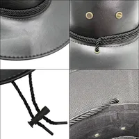 Western PU Leather Cowboy Hat Men's Cross-Border Big Brim Fedora Hat Women's Outdoor Travel Sunshade Knight Hat Wholesale main image 5