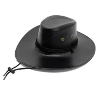 Western PU Leather Cowboy Hat Men's Cross-Border Big Brim Fedora Hat Women's Outdoor Travel Sunshade Knight Hat Wholesale main image 4