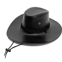 Western PU Leather Cowboy Hat Men's Cross-Border Big Brim Fedora Hat Women's Outdoor Travel Sunshade Knight Hat Wholesale sku image 1