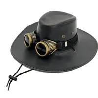 Western PU Leather Cowboy Hat Men's Cross-Border Big Brim Fedora Hat Women's Outdoor Travel Sunshade Knight Hat Wholesale sku image 5