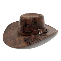 Cross-Border Retro Cowboy Hat Men's European And American Camping Leather Printed Sun Hat Women's Outdoor Mountaineering Sun Protection Hat Wholesale sku image 3