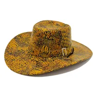 Cross-Border Retro Cowboy Hat Men's European And American Camping Leather Printed Sun Hat Women's Outdoor Mountaineering Sun Protection Hat Wholesale sku image 5