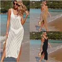 Women's Irregular Skirt Casual Streetwear V Neck Sleeveless Solid Color Maxi Long Dress Casual Banquet Street main image 1