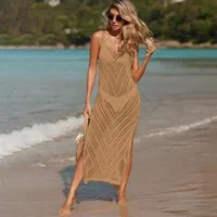 Women's Irregular Skirt Casual Streetwear V Neck Sleeveless Solid Color Maxi Long Dress Casual Banquet Street main image 3
