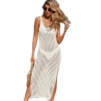 Women's Irregular Skirt Casual Streetwear V Neck Sleeveless Solid Color Maxi Long Dress Casual Banquet Street main image 5