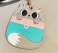 1 Piece Cute Cat Pu Leather Alloy Unisex Bag Pendant Card Holder Keychain main image 4