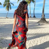 Women's Adults Strap Dress Sexy Boat Neck Pullovers Suspenders, Prints, Coast Style, Low Cut Sleeveless Plant Flowers Maxi Long Dress Holiday Beach Street main image 3