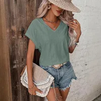 Women's Adults T-shirt Pullovers Short Sleeve T-Shirts European And American Wind Streetwear Solid Color main image 5