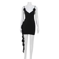 Women's Adults Hip Skirt Pure Desire V Neck Sling Style Backless, Lace-up Sleeveless Solid Color Above Knee Masquerade Banquet Stage main image 5