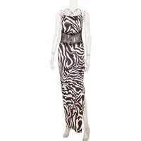 Women's Adults One-Step Skirt Royal Sister Wind Boat Neck Sling Style Backless, Split Sleeveless Printing Geometric Maxi Long Dress Banquet Stage main image 5
