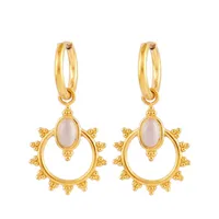 1 Pair Vintage Style Geometric Plating 304 Stainless Steel Natural Stone Ear Studs sku image 2