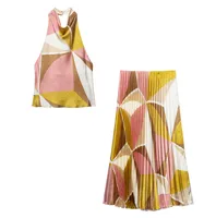 Weekend Women's Casual Streetwear Geometric Cotton Polyester Skirt Co-ord Set Shorts Sets main image 2
