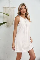 Women's A- Line Skirt Casual Elegant Sexy Round Neck Lace Sleeveless Contrast Collar Midi Dress Daily Beach main image 1