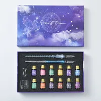 Glass Pen Dip Water Suit Crystal Pen Gift Box Student Handmade Creative Stationery Ink Pen Glass Dip Water Pen sku image 3