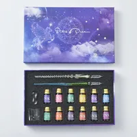 Glass Pen Dip Water Suit Crystal Pen Gift Box Student Handmade Creative Stationery Ink Pen Glass Dip Water Pen sku image 4