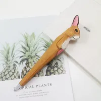 Giraffe Elephant Cute Cartoon Animal Pen Hand Carved Creative Wood Pen Wood Carving Pen DIY Gel Pen sku image 22
