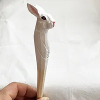 Giraffe Elephant Cute Cartoon Animal Pen Hand Carved Creative Wood Pen Wood Carving Pen DIY Gel Pen sku image 10