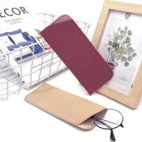 New Old Flower Glasses Bag Leather Knife Pocket Litchi Sunglasses Leather Case Thickened Glasses Leather Case main image 3