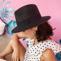 Panama Straw Hat Women's British Top Hat White Jazz Beach Hat Internet Popular Summer Seaside All-Match Sunshade Sunscreen main image 2