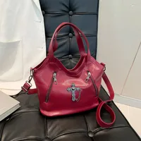 Women's Pu Leather Cross Streetwear Dumpling Shape Zipper Tote Bag sku image 3