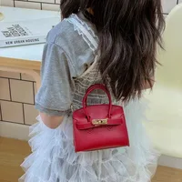 Girl'S Pu Leather Solid Color Classic Style Streetwear Square Lock Clasp Shoulder Bag main image 3