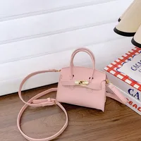 Girl'S Pu Leather Solid Color Classic Style Streetwear Square Lock Clasp Shoulder Bag sku image 6