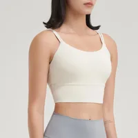 Fitness Sport Style Solid Color Nylon Naked Sense Strap Active Tops Vest sku image 12