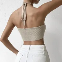 Women's Halter Style Tank Tops Lace-Up European And American Wind Streetwear Solid Color main image 3