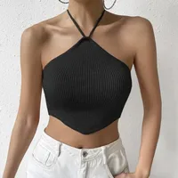 Women's Halter Style Tank Tops Lace-Up European And American Wind Streetwear Solid Color main image 5