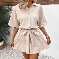 Women's Adults Half Sleeve Bodysuits Temperament Commuter Commute Style Solid Color main image 3