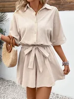 Women's Adults Half Sleeve Bodysuits Temperament Commuter Commute Style Solid Color sku image 6
