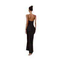 Women's Adults Hip Skirt Temperament Commuter Urban Style V Neck Sling Style Printing Sleeveless Solid Color Maxi Long Dress Party Birthday Date main image 2