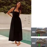 Women's Adults A- Line Skirt Temperament Commuter Intellectual Style Basic Model Square Neck Pleated Sleeveless Solid Color Midi Dress Anniversary Date main image 3