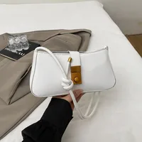 Women's Pu Leather Solid Color Streetwear Square Zipper Lock Clasp Shoulder Bag sku image 2
