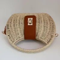 Women's Paper Color Block Vacation Streetwear Shell Lock Clasp Straw Bag main image 4