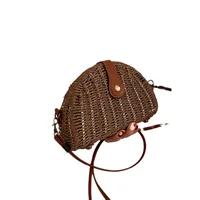 Women's Paper String Solid Color Vacation Streetwear Weave Semicircle Magnetic Buckle Straw Bag main image 4