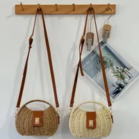 Women's Paper Color Block Vacation Streetwear Shell Lock Clasp Straw Bag main image 1