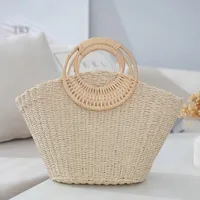 Women's Paper Solid Color Vacation Shell String Straw Bag main image 3