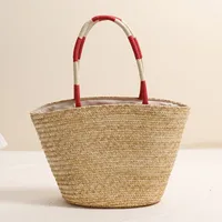 Women's Large Straw Fruit Vacation Bucket Zipper Straw Bag main image 5