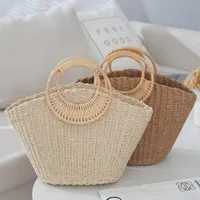 Women's Paper Solid Color Vacation Shell String Straw Bag main image 1