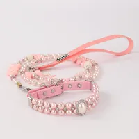 All Seasons Cute Pu Leather Imitation Pearl Geometric Leash Pet Collar main image 2