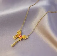 Elegant Four Leaf Clover Heart Shape Butterfly Titanium Steel Copper Plating Zircon Women's Pendant Necklace sku image 48