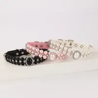 All Seasons Cute Pu Leather Imitation Pearl Geometric Leash Pet Collar main image 1