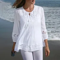 Women's Adults T-shirt Pullovers 3/4 Length Sleeve T-Shirts Temperament Commuter British Style Solid Color main image 1